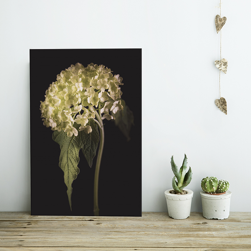 Groene bloemen op canvas