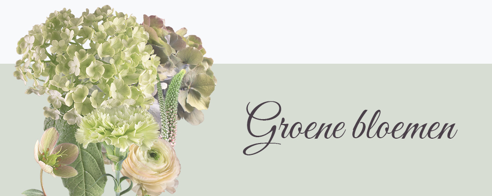 Groene bloemen op canvas