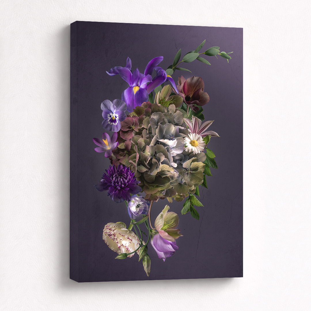 Canvas Schilderij Hortensia Boeket