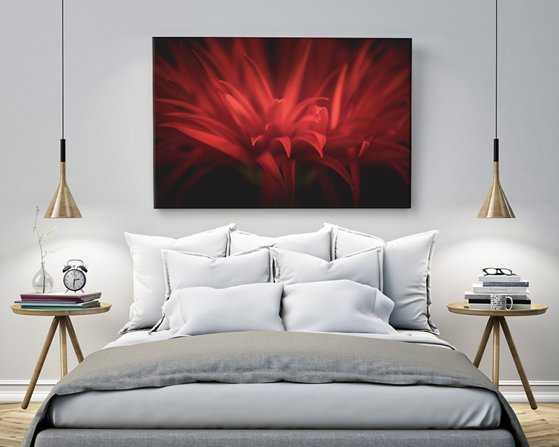 Rode bloemen op canvas