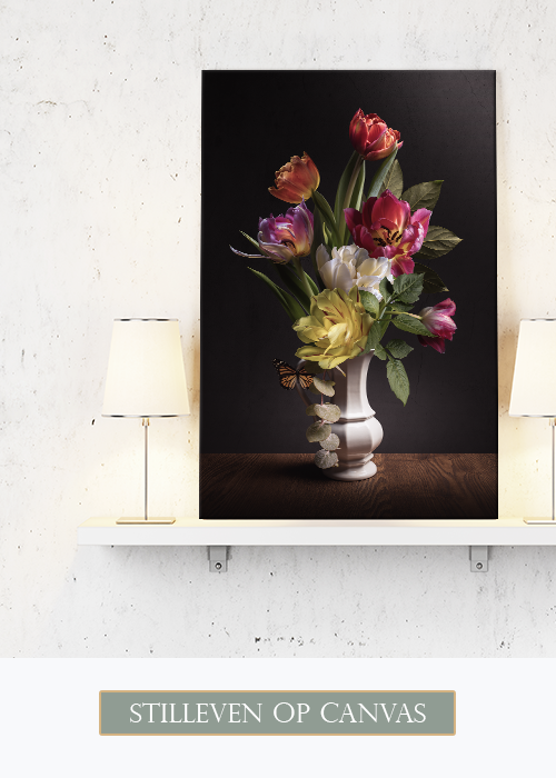 Stilleven bloemen op canvas