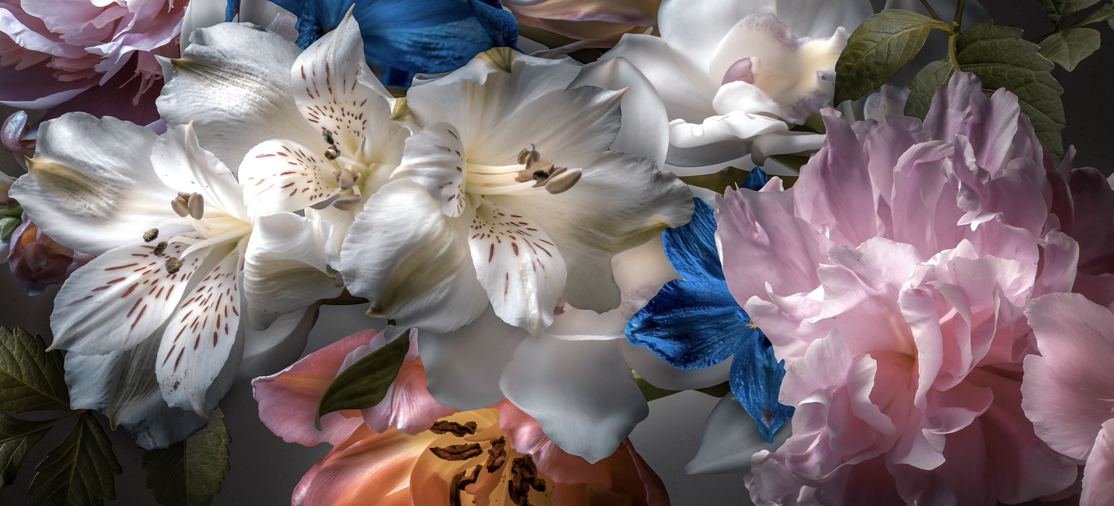 Boeket bloemen op canvas