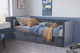 BED 'PARMA' 90X200 MET LATTENBODEM GRIJS