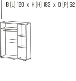 Kleerkast - 3 deurs - 1255