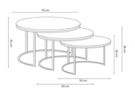 SALONTAFEL 'ARNOD' 3-DELIG GRIJS