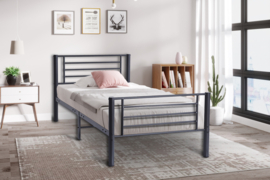 BED 'SAMMY' 90X200 METAAL DONKERGRIJS