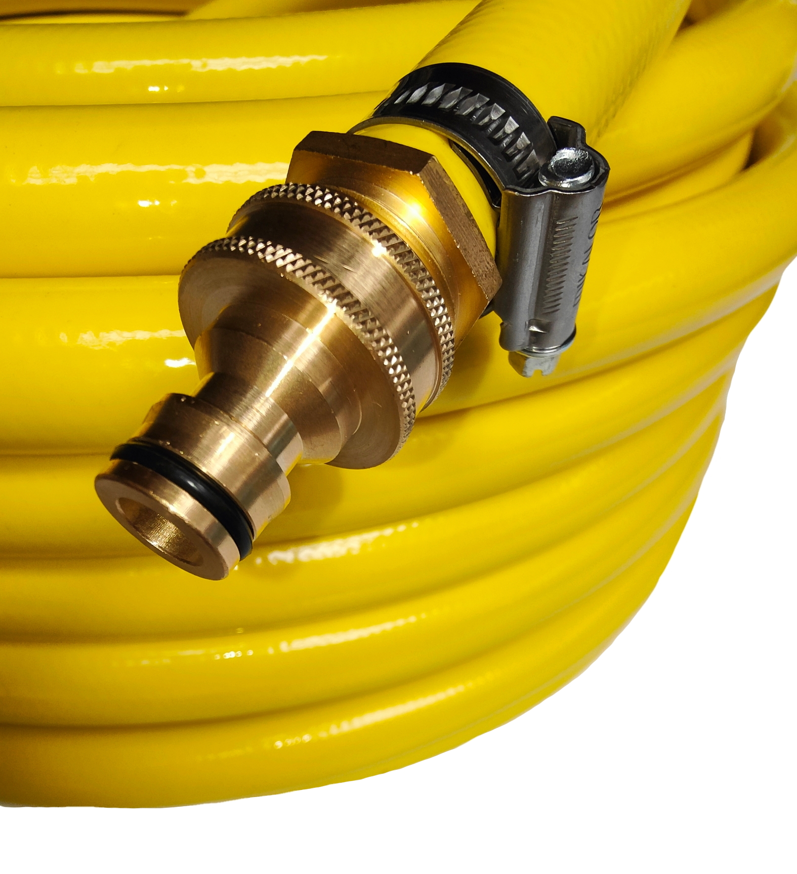 Professionele waterslang | beregeningslang | dekwasslang geel 12,5 mm | 1/2" | DN15 x 25 meter | 5-laags Anti-Torsie Hose (ATH) | Weerszijden GARDENA MANNELIJK messing