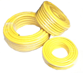 Professionele waterslang | beregeningslang | dekwasslang geel 25 mm | 1" | DN25 x 50 meter | 5-laags Anti-Torsie Hose (ATH) | Weerszijden GEKA | GK messing