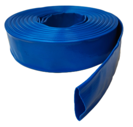 Plat oprolbare blauwe PVC afvoerslang | waterpompslang | bouwslang diameter 1" - 25 mm - DN 25 | ROL = 25 METER