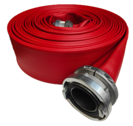Professionele Heavy Duty brandslang NBR rubber Rood 4" | DN 100 |  102 mm x  lengte 20 meter + Storz NOK | NA 115  (Storz 100) 3-delige KNELRINGSET