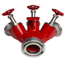 Verdeelstuk 3-weg Storz XL spindelafsluiter IN: NA 115 | UIT: NA 66-66-66