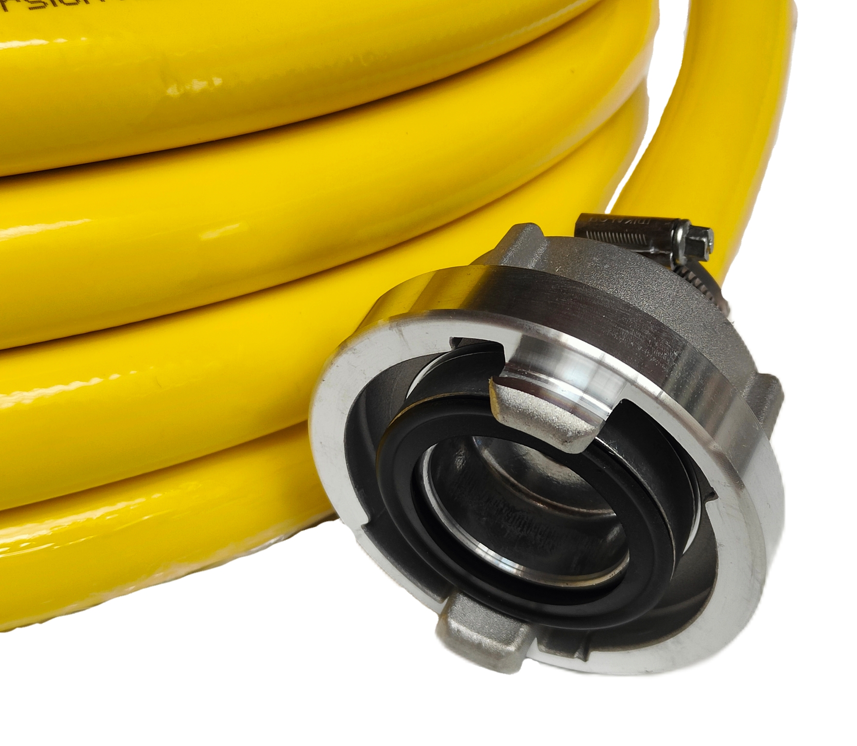 Professionele waterslang | beregeningslang | dekwasslang geel 25 mm | 1" | DN25 x 25 meter | 5-laags Anti-Torsie Hose (ATH) | Weerszijden Storz NOK | NA 31