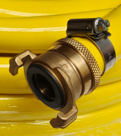 Professionele waterslang | beregeningslang | dekwasslang geel 12,5 mm | 1/2" | DN15 x 25 meter | 5-laags Anti-Torsie Hose (ATH) | Weerszijden GEKA | GK NASTELBAAR