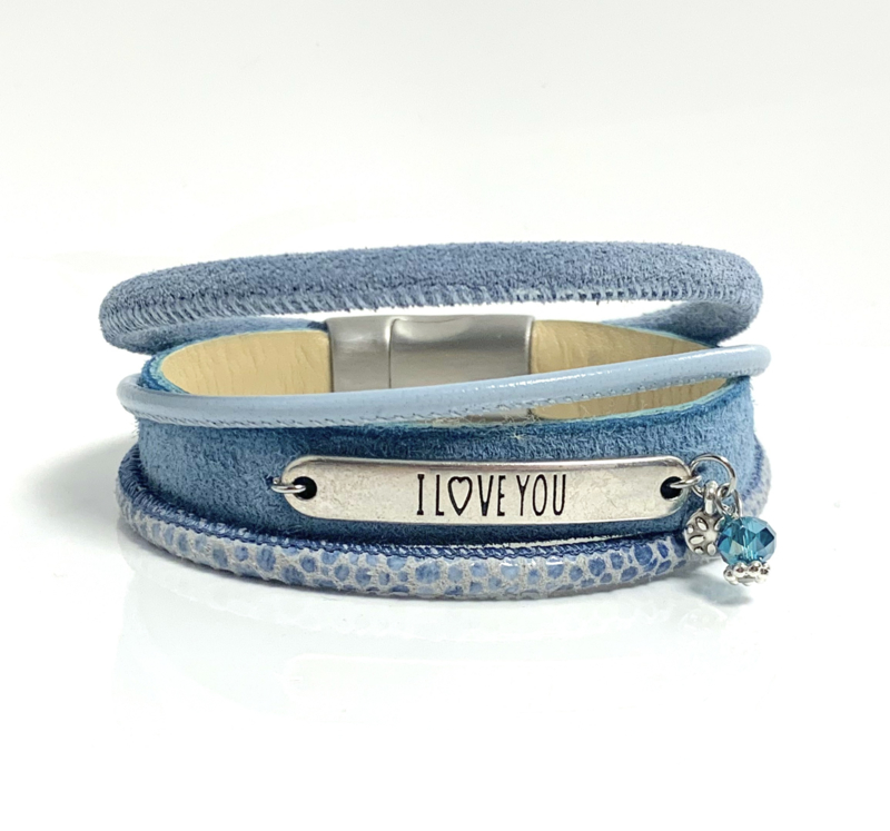 I Love You L. blauwe armband