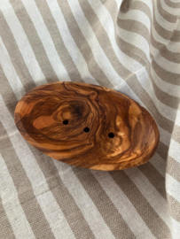 Olijf houten zeepschaal ovaal
