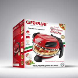 Pizzaoven G3 FERRARI Delizia Rood + Alu pizzaspatels + Receptenboek 500 pizza's & platte broden