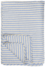 Gewatteerd plaid | blauw gestreept met wit en bruin | Één persoons | IB Laursen