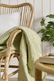 Dik gewatteerd plaid  | Groen met witte bloemen | Één persoons | IB Laursen