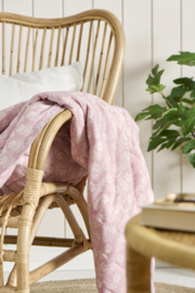 Dik gewatteerd plaid  | Roze malva met witte bloemen | Één persoons | IB Laursen