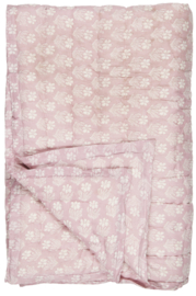 Dik gewatteerd plaid  | Roze malva met witte bloemen | Één persoons | IB Laursen