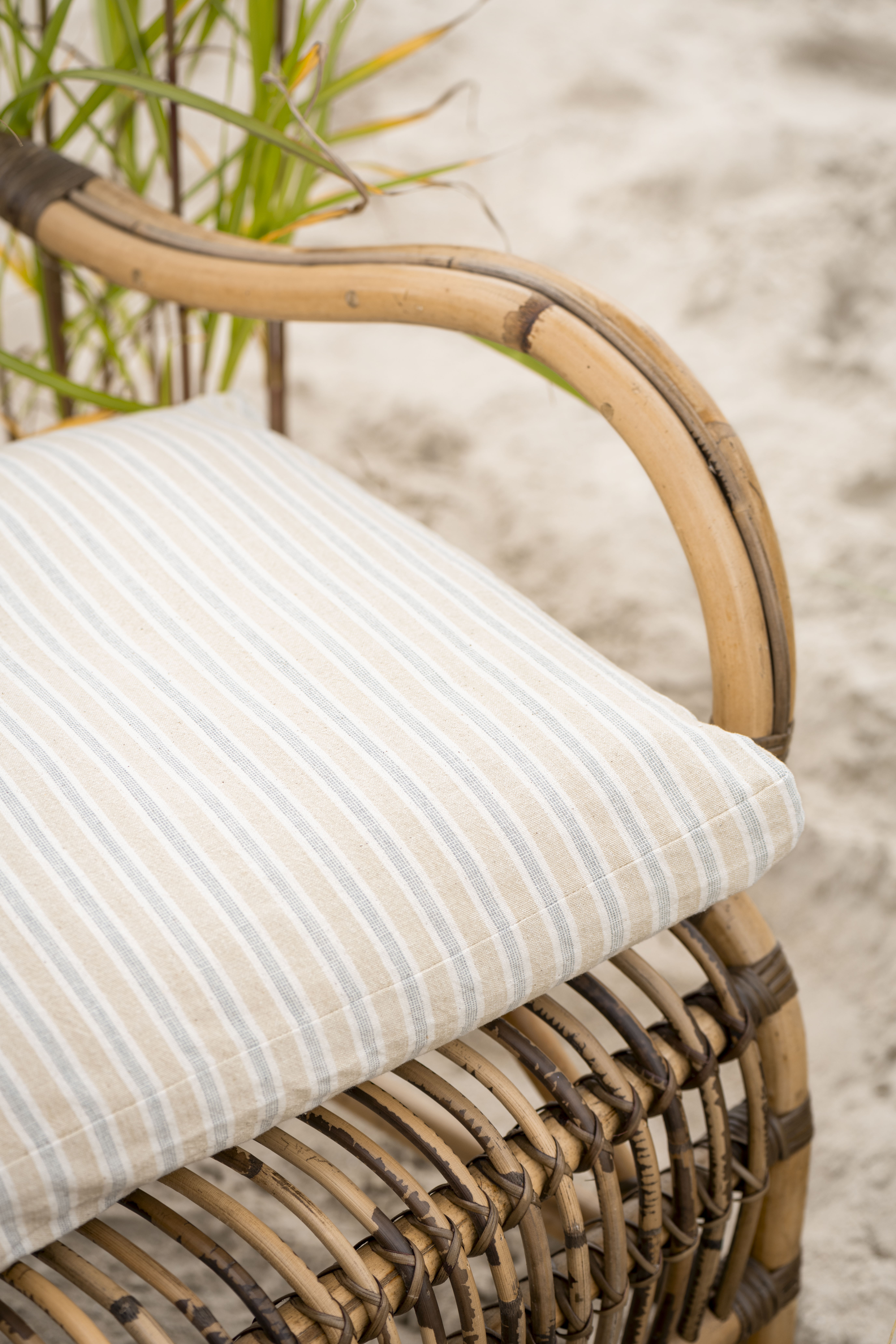 Box kussenhoes | Naturel met Blauw en witte streep | IB Laursen