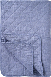 Gewatteerd plaid | dun gestreept, donkerblauw | Één persoons | IB Laursen