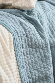 Gewatteerd plaid | met kruissteek, blauw | Één persoons | IB Laursen