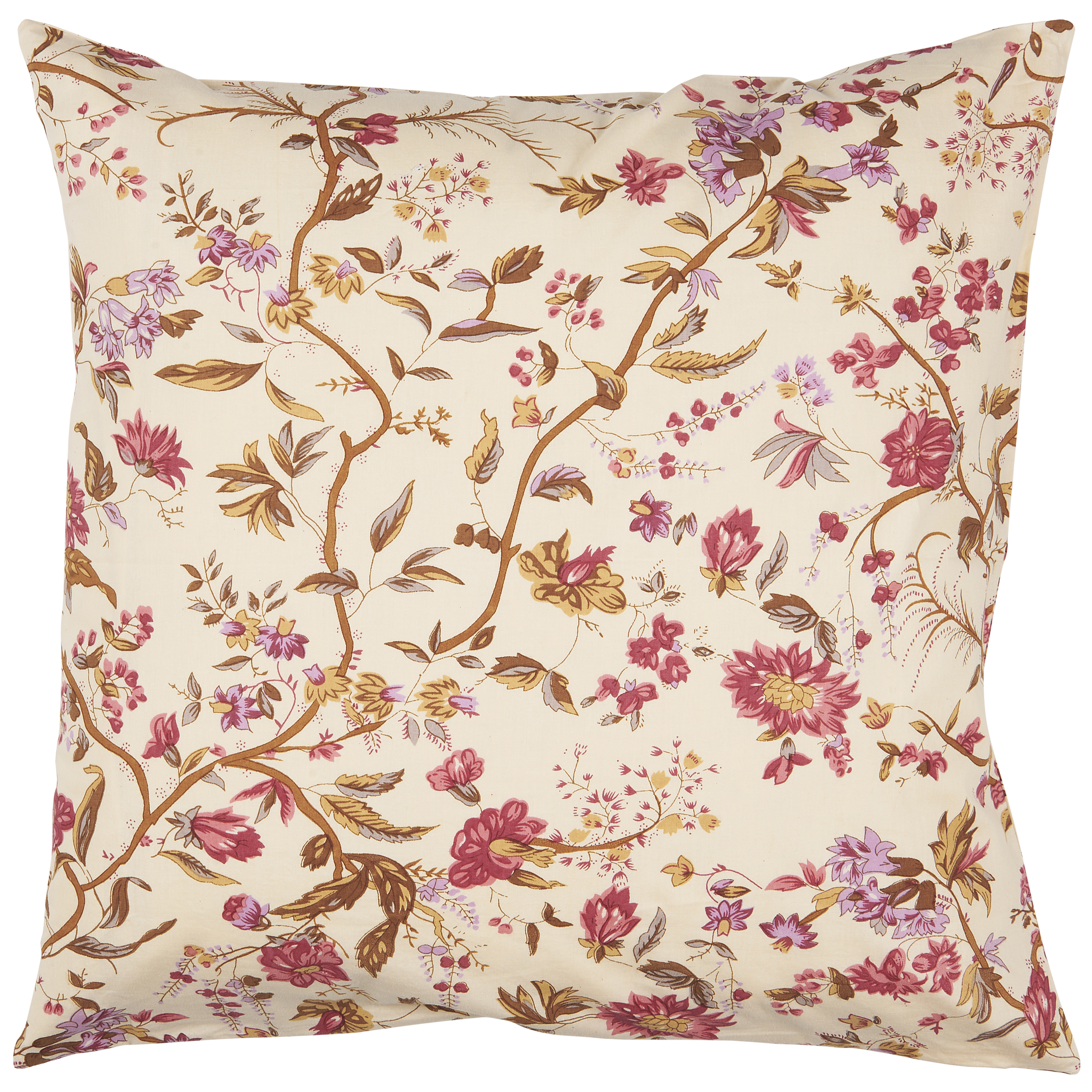 Kussenhoes Gedecoreerd | Beige met paars/roze bloemetjes | IB Laursen