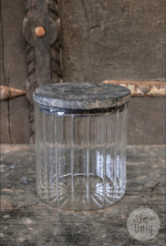 Glazen voorraadpot bewerkt medium