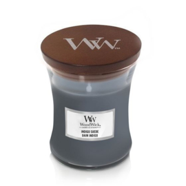 WoodWick candle indigo suede