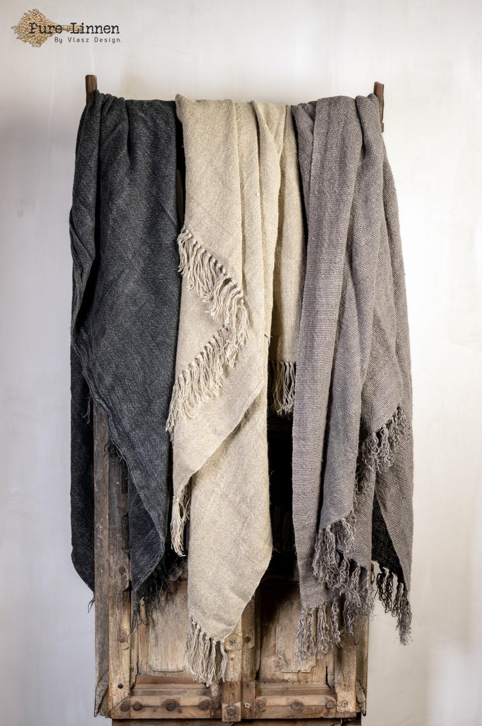 Pure Linnen plaid 100% linnen Tamar grey