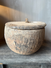 Unieke houten bak met deksel L nr.3