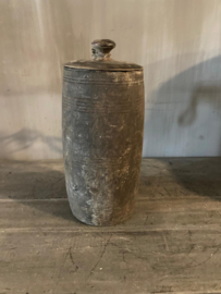 Nepalese houten kruik met deksel nr.98