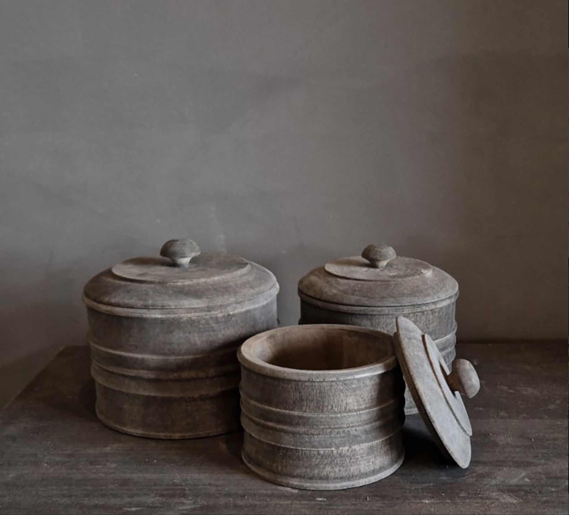 Houten pot met deksel Dimas L