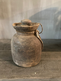 Nepalese houten kruik met deksel nr.99