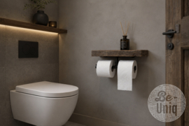 Toiletrol houder Lia oud hout en metaal