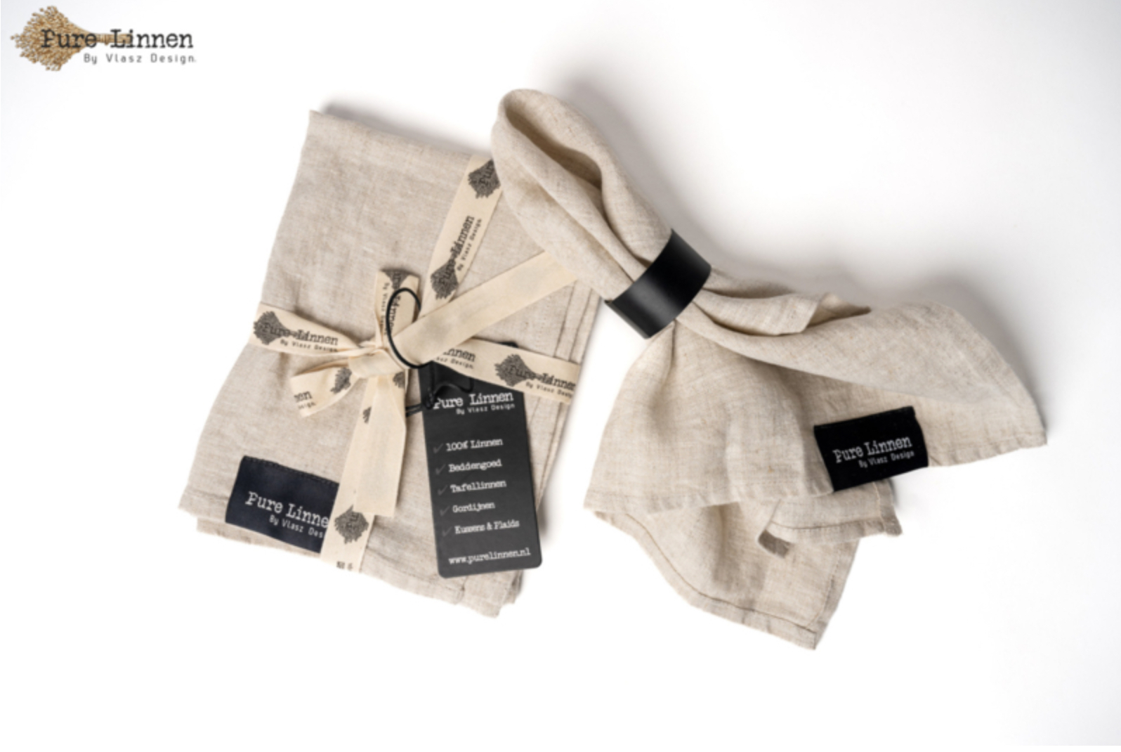 Pure Linnen servetten Leah naturel set van 2
