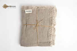 Pure linnen plaid naturel fransjes