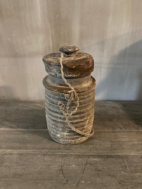 Nepalese houten kruik met deksel nr.91