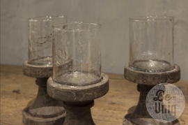 Waxinehouder Isa glas op voet India