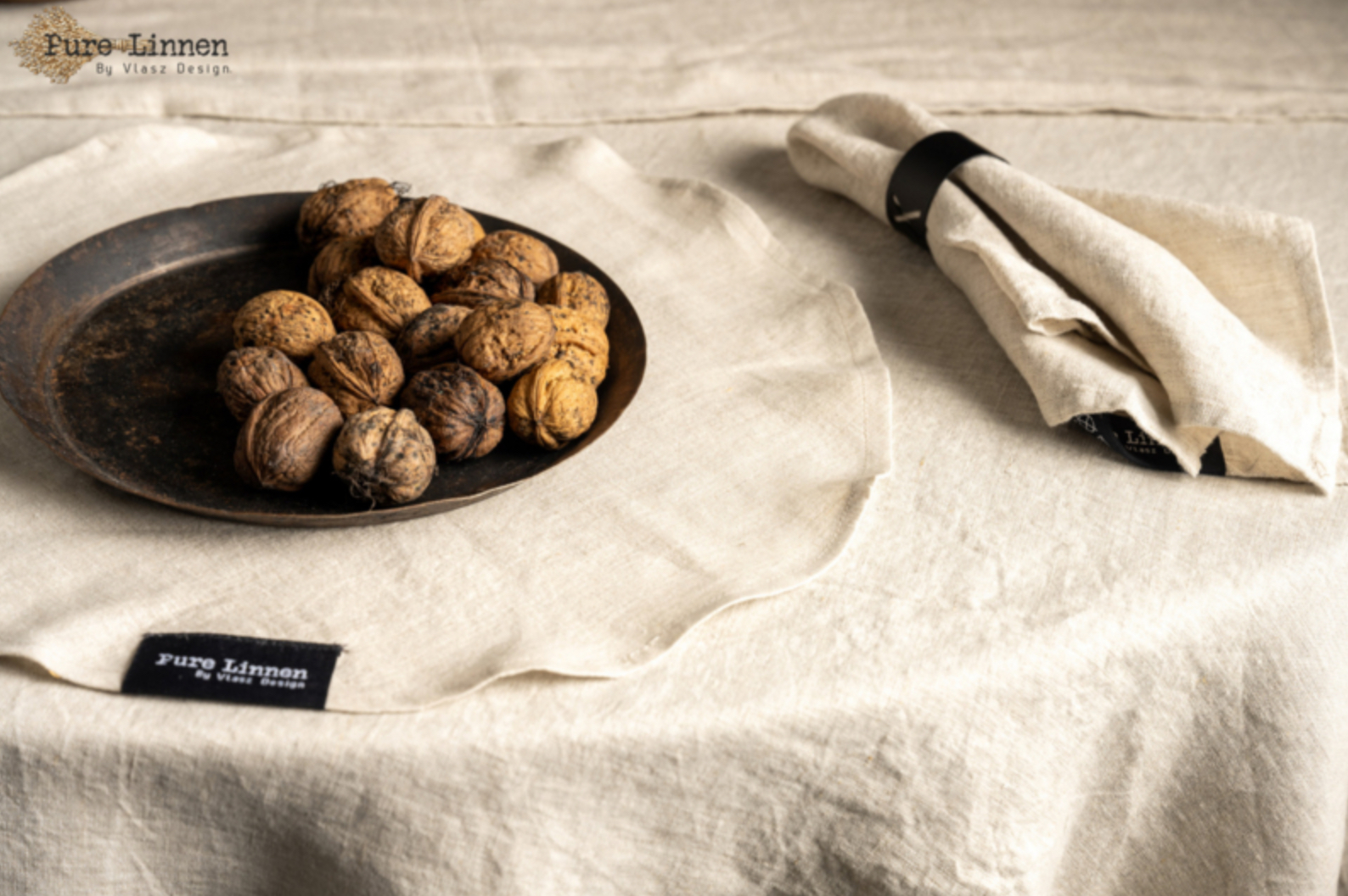 Pure Linnen placemat Eve rond naturel set van 2