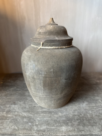 Luksa houten pot met deksel Liana