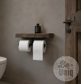 Toiletrol houder Lia oud hout en metaal