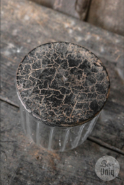 Glazen voorraadpot bewerkt large