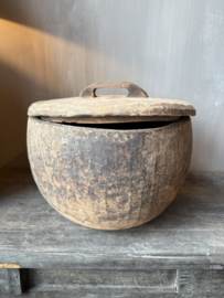 Unieke houten bak met deksel L nr.3