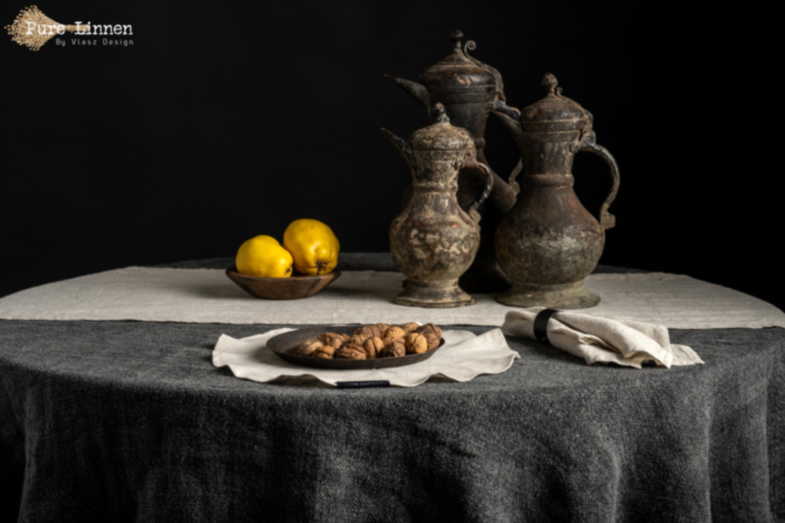 Pure Linnen placemat Eve rond naturel set van 2