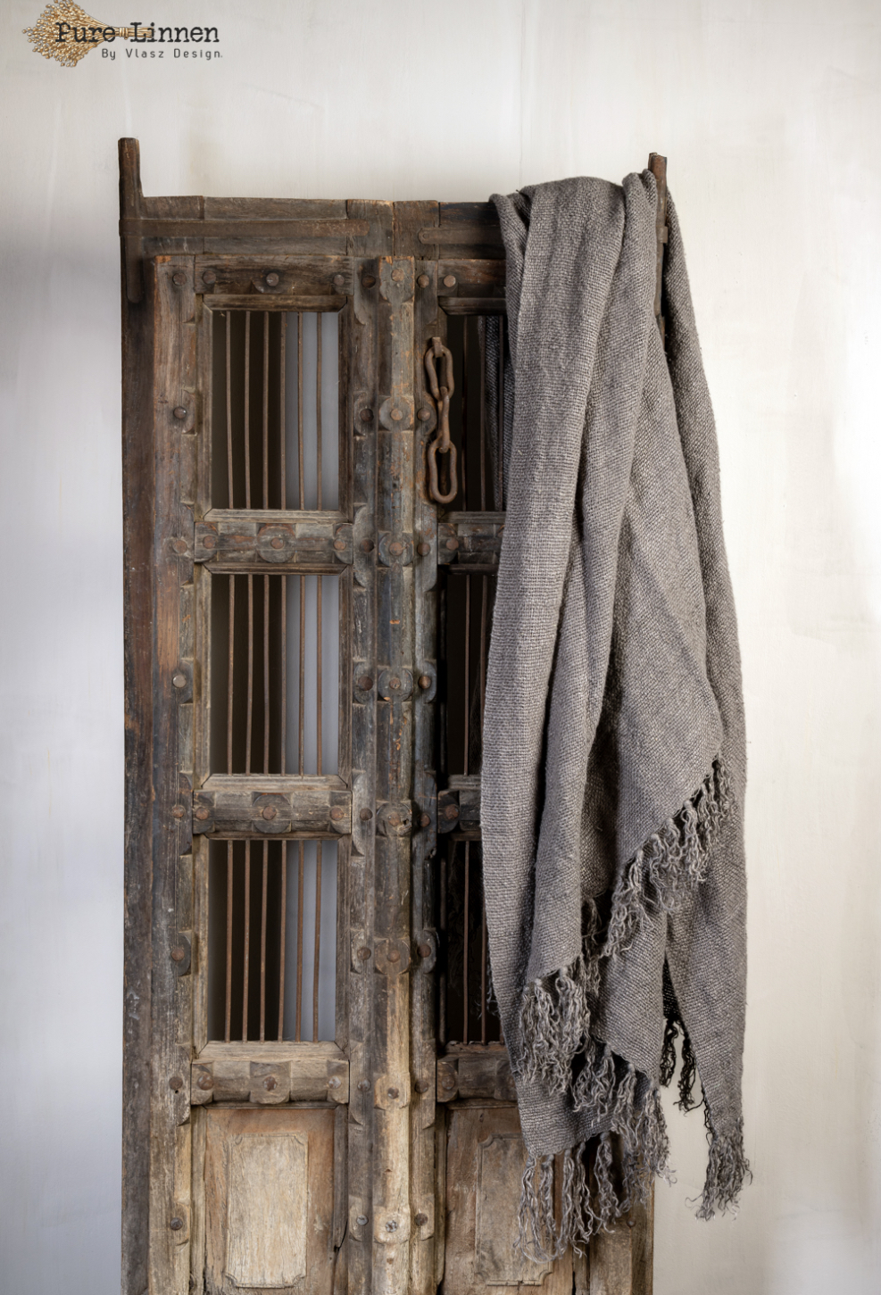 Pure Linnen plaid 100% linnen Tamar grey