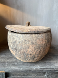 Unieke houten bak met deksel L nr.3
