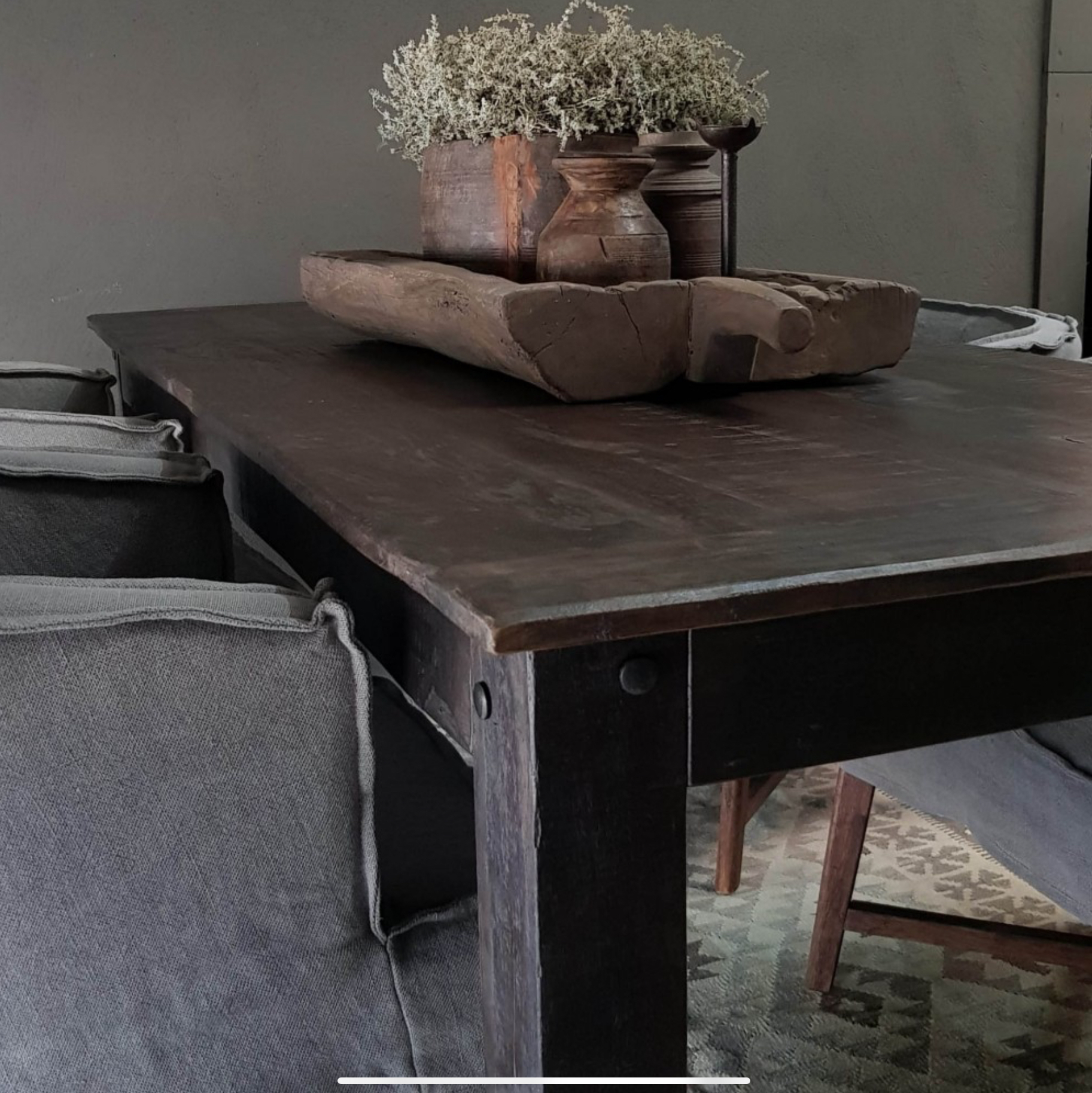 Luksa eettafel met kopse lat