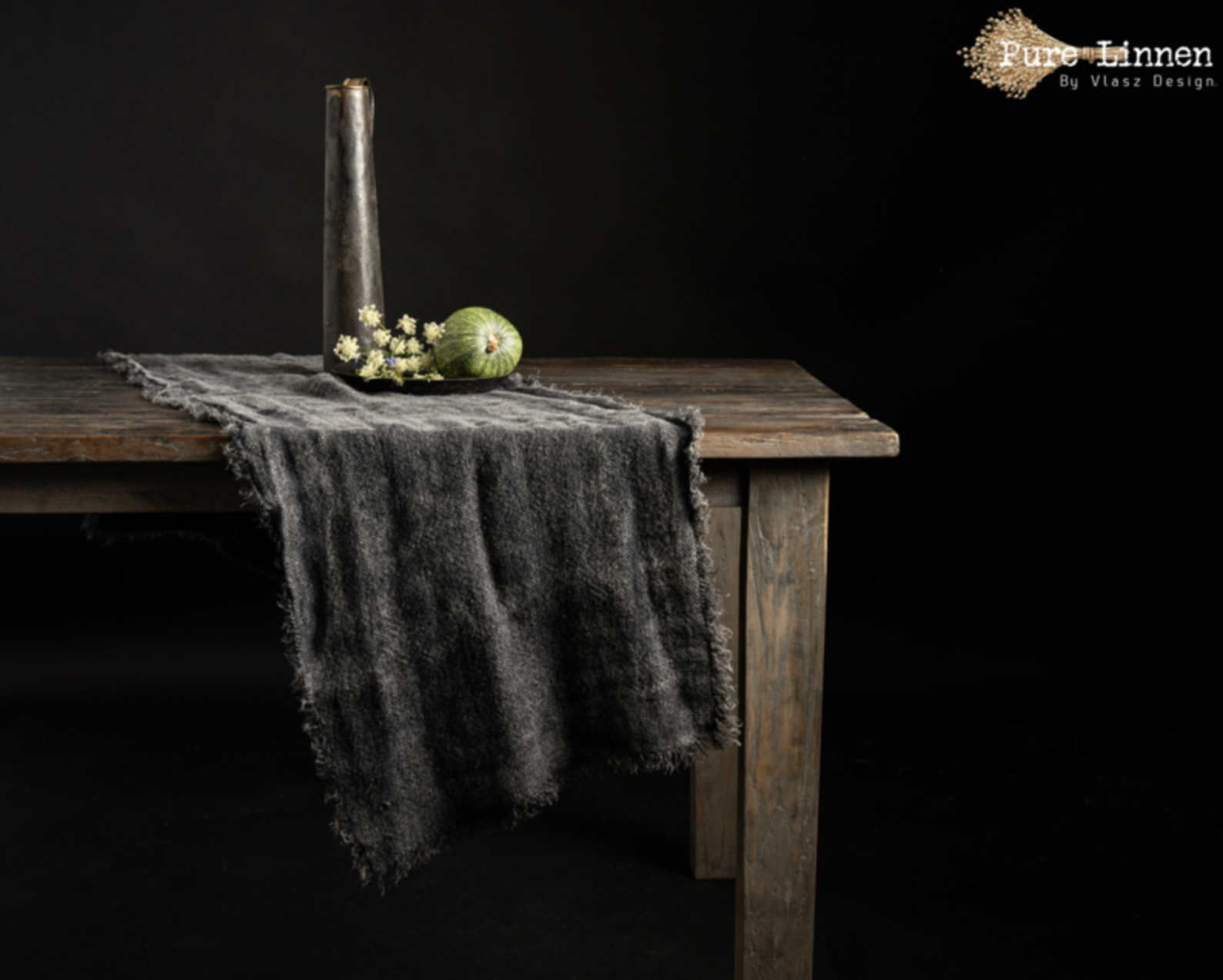Pure linnen tafelloper recht 100% linnen sifra grey